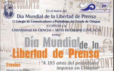 Convoca CCOPECH y UNICACH a celebración de 185 años de periodismo impreso en Chiapas