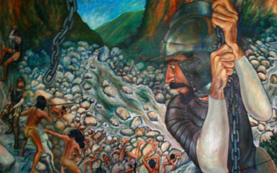 Imagen pictórica de la batalla del cañón del sumidero