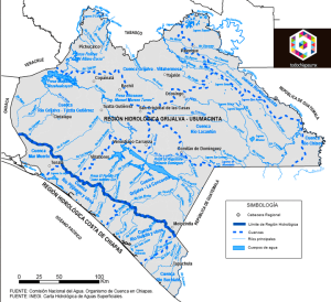 Mapa de los ríos de Chiapas