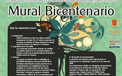 Mural Bicentenario – Tuxtla Gutiérrez Convocatoria a los Artistas Urbanos de Chiapas – Graffiti